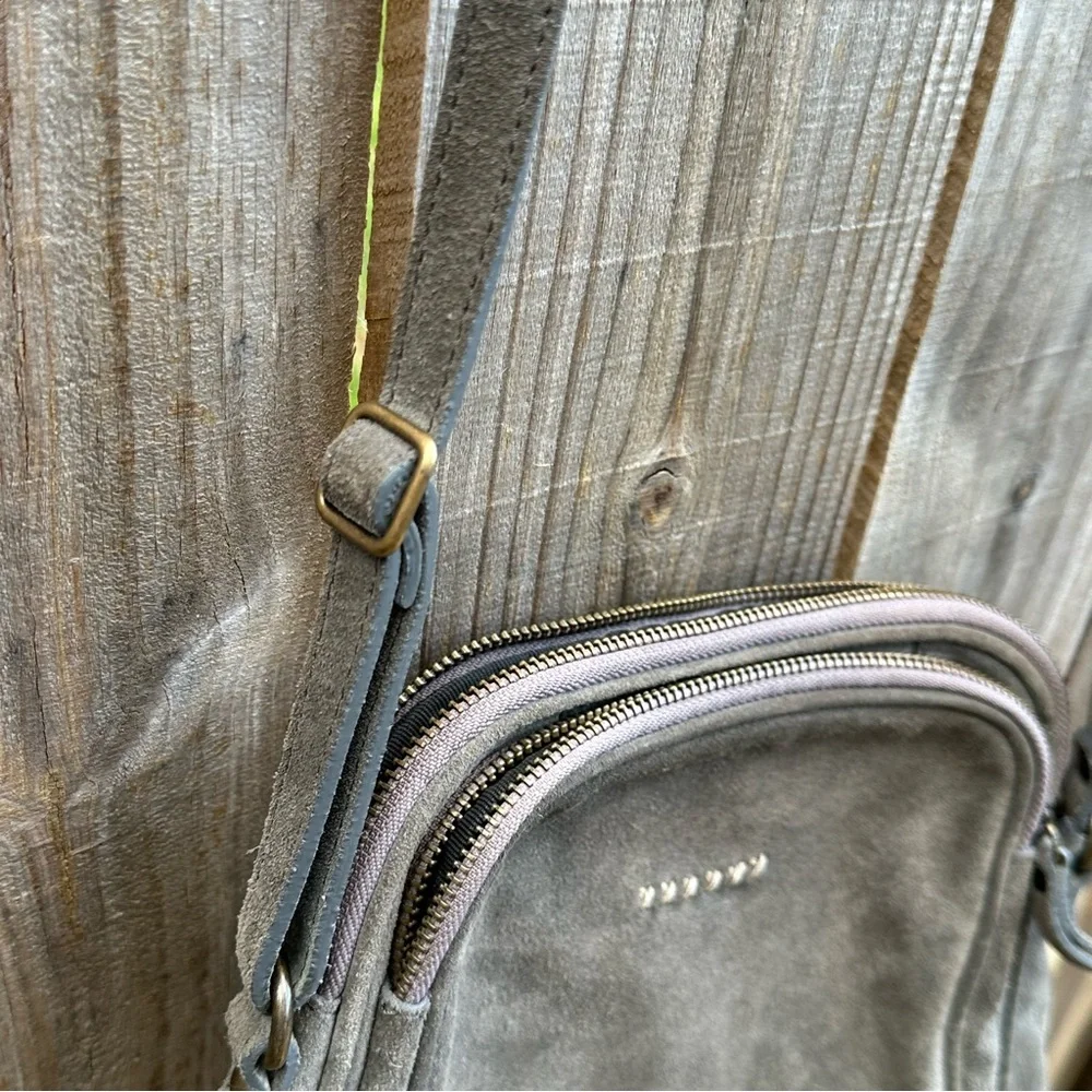 Sundance Merchant Crossbody bag, gray suede